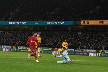 Jos S #1 of Wolverhampton Wanderers saves a shot from Cody Gakpo #18 of Liverpool during the Emirates FA Cup Third Round Replay match Wolverhampton Wanderers vs Liverpool at Molineux, Wolverhampton, United Kingdom, 17th January 2023