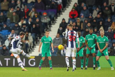 John Swift #19 of West Bromwich Albion has a shot at goal from a free klick during the Emirates FA Cup Third Round Replay match West Bromwich Albion vs Chesterfield at The Hawthorns, West Bromwich, United Kingdom, 17th January 202