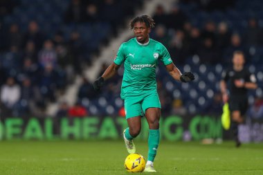 Tim Akinola #4 of Chesterfield runs with the ball during the Emirates FA Cup Third Round Replay match West Bromwich Albion vs Chesterfield at The Hawthorns, West Bromwich, United Kingdom, 17th January 202