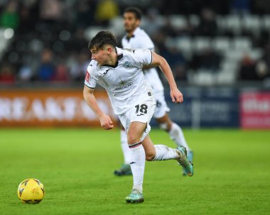 Luke Cundle #18 of Swansea City during the Emirates FA Cup Third Round Replay match Swansea City vs Bristol City at Swansea.com Stadium, Swansea, United Kingdom, 17th January 202