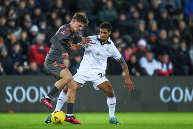 Alex Scott #7 of Bristol City Under pressure from Kyle Naughton #26 of Swansea City during the Emirates FA Cup Third Round Replay match Swansea City vs Bristol City at Swansea.com Stadium, Swansea, United Kingdom, 17th January 202