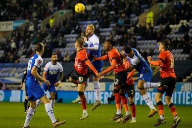 Jack Whatmough #5 of Wigan Athletic heads the ball during the Emirates FA Cup match Third Round Replay Wigan Athletic vs Luton Town at DW Stadium, Wigan, United Kingdom, 17th January 202