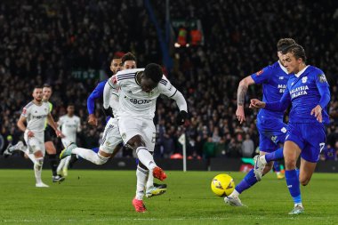 Wilfried Gnonto #29 of Leeds United shoots on goal during the Emirates FA Cup Third Round replay Leeds United vs Cardiff City at Elland Road, Leeds, United Kingdom, 18th January 202