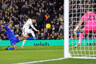 Rodrigo Moreno #19 of Leeds United shoots on goal during the Emirates FA Cup Third Round replay Leeds United vs Cardiff City at Elland Road, Leeds, United Kingdom, 18th January 202