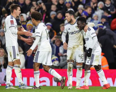 Wilfried Gnonto #29 of Leeds United celebrates his goal to make it 3-0 during the Emirates FA Cup Third Round replay Leeds United vs Cardiff City at Elland Road, Leeds, United Kingdom, 18th January 202