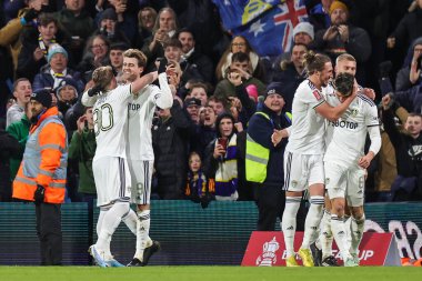 Patrick Bamford #9 of Leeds United celebrates his goal to make it 4-0 during the Emirates FA Cup Third Round replay Leeds United vs Cardiff City at Elland Road, Leeds, United Kingdom, 18th January 202