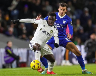 Wilfried Gnonto #29 of Leeds United in action during the Emirates FA Cup Third Round replay Leeds United vs Cardiff City at Elland Road, Leeds, United Kingdom, 18th January 202