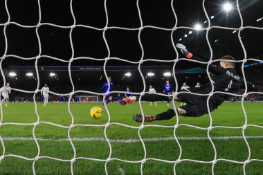 Callum Robinson #47 of Cardiff City scores a penalty to my it 5-2 during the Emirates FA Cup Third Round replay Leeds United vs Cardiff City at Elland Road, Leeds, United Kingdom, 18th January 202