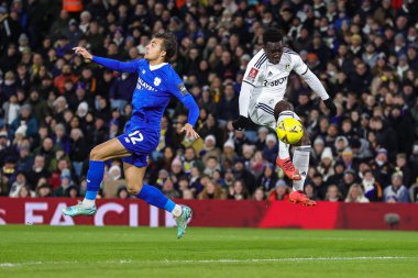 Wilfried Gnonto #29 of Leeds United cscores to make it  1-0 during the Emirates FA Cup Third Round replay Leeds United vs Cardiff City at Elland Road, Leeds, United Kingdom, 18th January 202