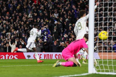 Wilfried Gnonto #29 of Leeds United celebrates his goal to make it 3-0 during the Emirates FA Cup Third Round replay Leeds United vs Cardiff City at Elland Road, Leeds, United Kingdom, 18th January 202