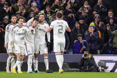 Patrick Bamford #9 of Leeds United celebrates his goal to make it 5-0 during the Emirates FA Cup Third Round replay Leeds United vs Cardiff City at Elland Road, Leeds, United Kingdom, 18th January 202