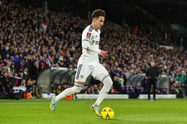 Rodrigo Moreno #19 of Leeds United makes a break with the ball during the Emirates FA Cup Third Round replay Leeds United vs Cardiff City at Elland Road, Leeds, United Kingdom, 18th January 202