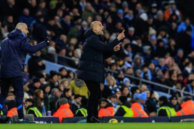 Pep Guardiola manager of Manchester City reacts during the Premier League match Manchester City vs Tottenham Hotspur at Etihad Stadium, Manchester, United Kingdom, 19th January 202