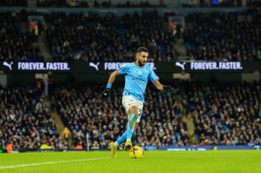 Riyad Mahrez #26 of Manchester City in action during the Premier League match Manchester City vs Tottenham Hotspur at Etihad Stadium, Manchester, United Kingdom, 19th January 202
