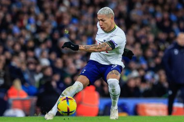Richarlison #9 of Tottenham Hotspur in action during the Premier League match Manchester City vs Tottenham Hotspur at Etihad Stadium, Manchester, United Kingdom, 19th January 202