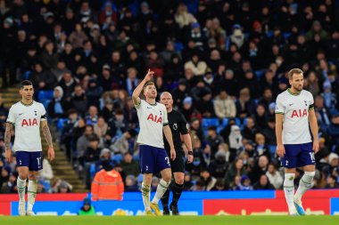 Dejan Kulusevski #21 of Tottenham Hotspur celebrates his goal to make it 0-1 during the Premier League match Manchester City vs Tottenham Hotspur at Etihad Stadium, Manchester, United Kingdom, 19th January 202