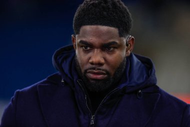 Pundit Micah Richards working for Sky Sports during the Premier League match Manchester City vs Tottenham Hotspur at Etihad Stadium, Manchester, United Kingdom, 19th January 202