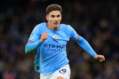 Julian Alvarez #19 of Manchester City during the Premier League match Manchester City vs Tottenham Hotspur at Etihad Stadium, Manchester, United Kingdom, 19th January 202