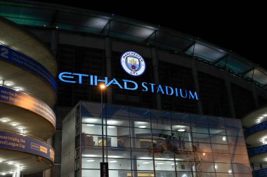 Exterior view of the Etihad Stadium ahead of the Premier League match Manchester City vs Tottenham Hotspur at Etihad Stadium, Manchester, United Kingdom, 19th January 202