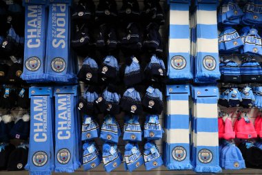 Manchester City merchandise available ahead of the Premier League match Manchester City vs Tottenham Hotspur at Etihad Stadium, Manchester, United Kingdom, 19th January 202