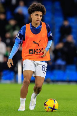 George Murray-Jones #83 of Manchester City in the pregame warmup session during the Premier League match Manchester City vs Tottenham Hotspur at Etihad Stadium, Manchester, United Kingdom, 19th January 202