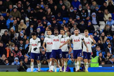Emerson #12 of Tottenham Hotspur celebrates his goal to make it 0-2 during the Premier League match Manchester City vs Tottenham Hotspur at Etihad Stadium, Manchester, United Kingdom, 19th January 202