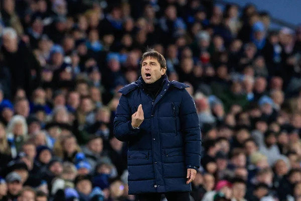 Antonio Conte manager of Tottenham Hotspur reacts during the Premier League match Manchester City vs Tottenham Hotspur at Etihad Stadium, Manchester, United Kingdom, 19th January 202