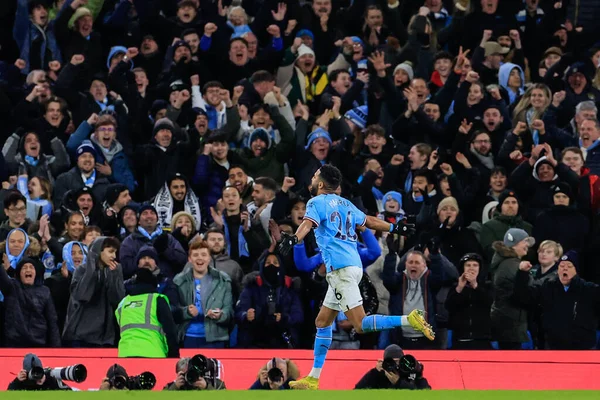 Riyad Mahrez Manchester City Celebrates His Goal Make Premier League — Zdjęcie stockowe