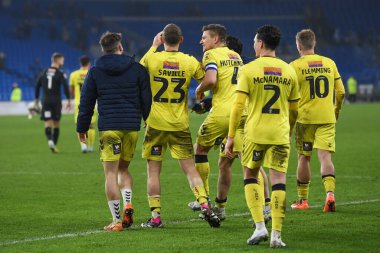 Millwall celebrate following the final whistle in the Sky Bet Championship match Cardiff City vs Millwall at Cardiff City Stadium, Cardiff, United Kingdom, 21st January 202