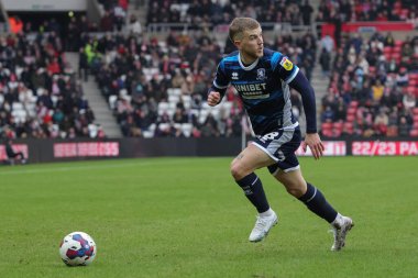 Riley McGree #8 of Middlesbrough on the ball during the Sky Bet Championship match Sunderland vs Middlesbrough at Stadium Of Light, Sunderland, United Kingdom, 22nd January 202