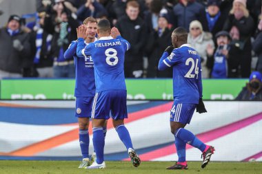 Marc Albrighton #11 of Leicester City celebrates his goal to make it 1-1 during the Premier League match Leicester City vs Brighton and Hove Albion at King Power Stadium, Leicester, United Kingdom, 21st January 202