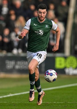 Plymouth Argyle midfielder Finn Azaz (18) controls the ball  during the Sky Bet League 1 match Plymouth Argyle vs Cheltenham Town at Home Park, Plymouth, United Kingdom, 21st January 202
