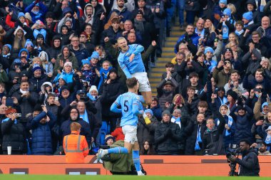 Erling Hland #9 of Manchester City celebrates his goal to make it 2-0 during the Premier League match Manchester City vs Wolverhampton Wanderers at Etihad Stadium, Manchester, United Kingdom, 22nd January 2023