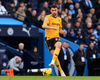 Max Kilman #23 of Wolverhampton Wanderers in action during the Premier League match Manchester City vs Wolverhampton Wanderers at Etihad Stadium, Manchester, United Kingdom, 22nd January 202