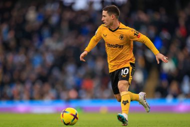 Daniel Podence #10 of Wolverhampton Wanderers runs with the ball during the Premier League match Manchester City vs Wolverhampton Wanderers at Etihad Stadium, Manchester, United Kingdom, 22nd January 202