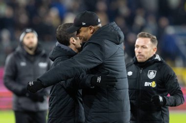 Vincent Kompany Manager of Burnley, plus coaches Craig Bellamy and Michael Jackson celebrate the final whistle during the Sky Bet Championship match Burnley vs West Bromwich Albion at Turf Moor, Burnley, United Kingdom, 20th January 202
