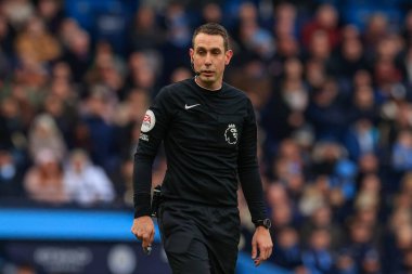 Referee David Coote during the Premier League match Manchester City vs Wolverhampton Wanderers at Etihad Stadium, Manchester, United Kingdom, 22nd January 202