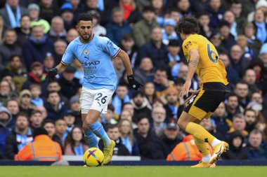 Riyad Mahrez #26 of Manchester City in action during the Premier League match Manchester City vs Wolverhampton Wanderers at Etihad Stadium, Manchester, United Kingdom, 22nd January 202