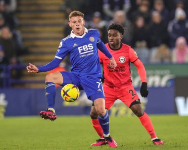 Harvey Barnes #7 of Leicester City controls the ball during the Premier League match Leicester City vs Brighton and Hove Albion at King Power Stadium, Leicester, United Kingdom, 21st January 202
