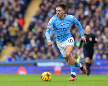 Jack Grealish #10 of Manchester City controls the ball during the Premier League match Manchester City vs Wolverhampton Wanderers at Etihad Stadium, Manchester, United Kingdom, 22nd January 202