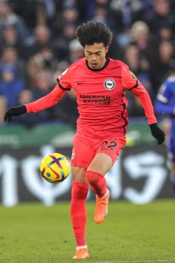 Kaoru Mitoma #22 of Brighton & Hove Albion in action during the Premier League match Leicester City vs Brighton and Hove Albion at King Power Stadium, Leicester, United Kingdom, 21st January 202