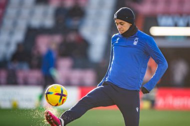 Brennan Johnson #20 of Nottingham Forest warms up before the Premier League match Bournemouth vs Nottingham Forest at Vitality Stadium, Bournemouth, United Kingdom, 21st January 202