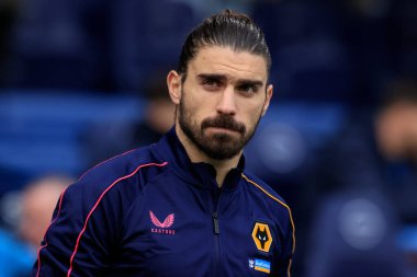 Ruben Neves #8 of Wolverhampton Wanderers  leads his team out ahead of the Premier League match Manchester City vs Wolverhampton Wanderers at Etihad Stadium, Manchester, United Kingdom, 22nd January 202