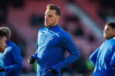 Chris Wood #39 of Nottingham Forest warms up before the Premier League match Bournemouth vs Nottingham Forest at Vitality Stadium, Bournemouth, United Kingdom, 21st January 202