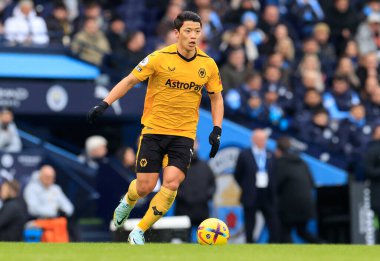 Hwang Hee-Chan #11 of Wolverhampton Wanderers in action during the Premier League match Manchester City vs Wolverhampton Wanderers at Etihad Stadium, Manchester, United Kingdom, 22nd January 202