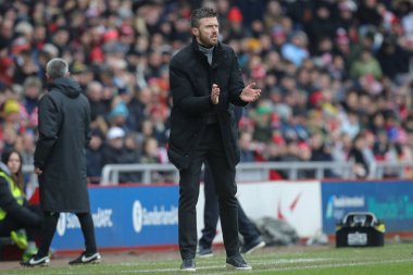Michael Carrick manager of Middlesbrough applauds his players during the Sky Bet Championship match Sunderland vs Middlesbrough at Stadium Of Light, Sunderland, United Kingdom, 22nd January 202