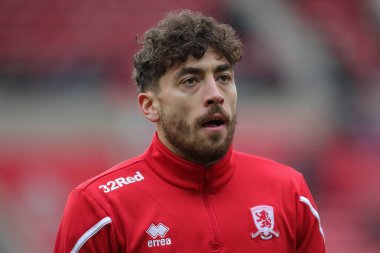 Matt Crooks #25 of Middlesbrough during the pre match warm up ahead of the Sky Bet Championship match Sunderland vs Middlesbrough at Stadium Of Light, Sunderland, United Kingdom, 22nd January 202