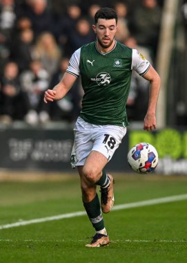 Plymouth Argyle midfielder Finn Azaz (18) controls the ball  during the Sky Bet League 1 match Plymouth Argyle vs Cheltenham Town at Home Park, Plymouth, United Kingdom, 21st January 202