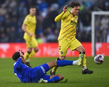 Callum Styles #17 of Millwall fouled by Kion Etete #9 of Cardiff City  during the Sky Bet Championship match Cardiff City vs Millwall at Cardiff City Stadium, Cardiff, United Kingdom, 21st January 202