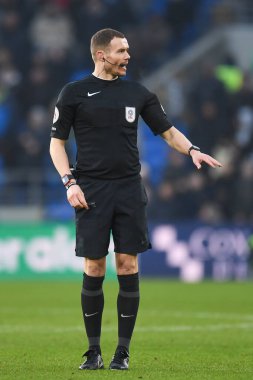 referee , Leigh Doughty, during the Sky Bet Championship match Cardiff City vs Millwall at Cardiff City Stadium, Cardiff, United Kingdom, 21st January 202
